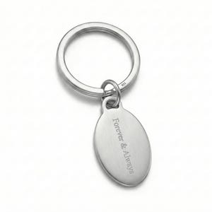 Personalized Oval Key Tag Chain In 925 Sterling Silver - Hypoallergenic  -Grandfather - Groomsmen - Key Chain Gifts