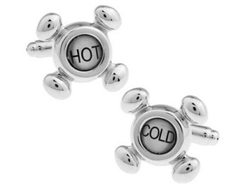 Cold and Hot Silver Tone CuffLinks - Best Gift For Dad - Groomsmen Cufflinks - Groomsmen Gifts - Gifts for Him -  Jewelry For Men