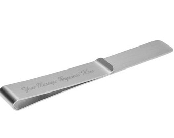 Stainless Steel Long Money Clip - Personalized Money Clip - Father's Day Gift - Grandfather - Groomsmen - Engraved Money Clip