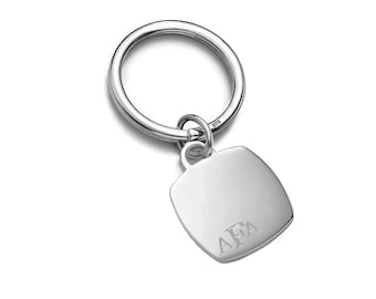 925 Sterling Silver Square Key Chain - Personalized Key Chain - Initial Key Chain - Grandfather - Groomsmen - Engraved Key Chain