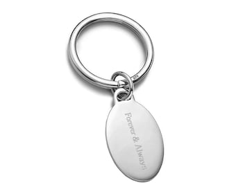 925 Sterling Silver Oval Key Chain - Personalized Key Chain - Any engraving - Initial Key Chain - Grandfather -  Engraved Key Chain