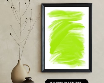 Green Brush Stroke Abstract Digital Art Print