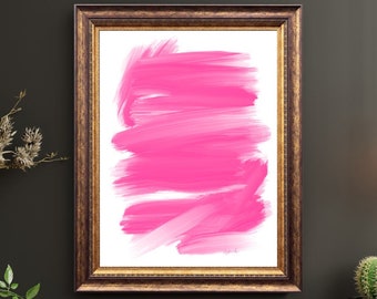 Pink Brush Stroke Abstract Digital Art Print
