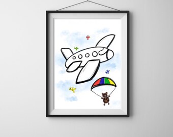 Airplane - Nursery - Play Room Digital Art Print