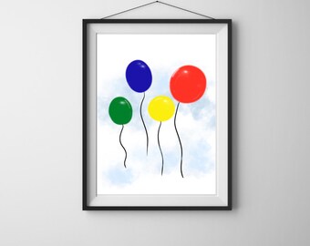Balloon - Primary - Nursery - Play Room Digital Art Print