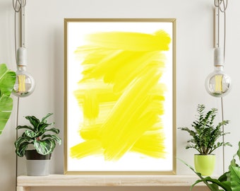 Yellow Brush Stroke Abstract Digital Art Print