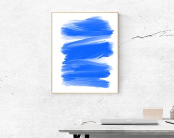 Blue Brush Stroke Abstract Digital Art Print