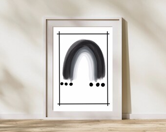 Black and White Rainbow Abstract Digital Art