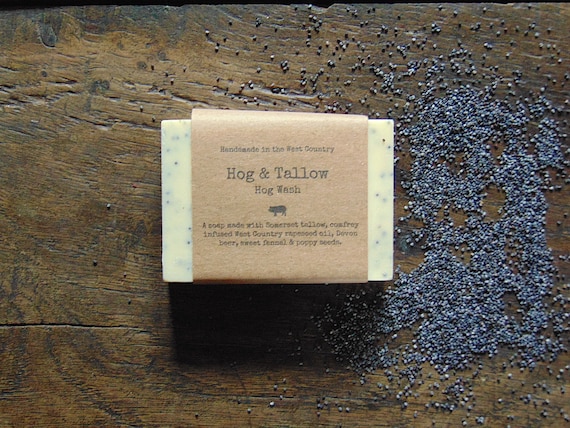 Hog Wash - a soap made with local beer, foraged poppy seeds and scented with sweet fennel essential oil.