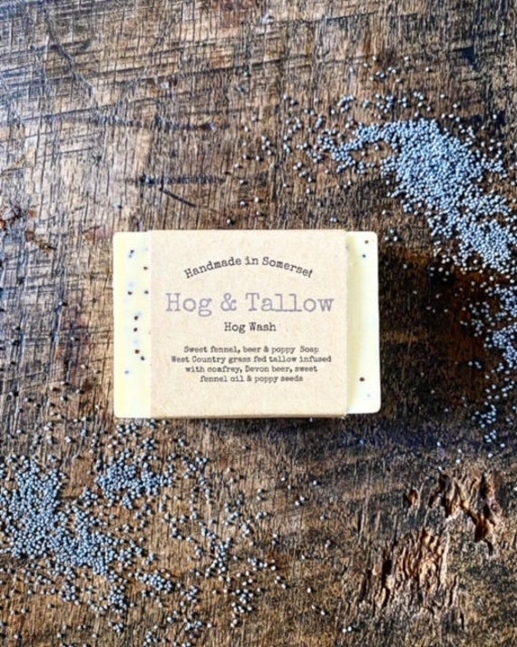 Hog Wash - a soap made with local beer, foraged poppy seeds and scented with sweet fennel essential oil.