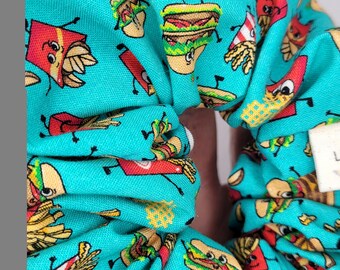 Large Jumbo Scrunchie Hair tie patterned scrunchie fast food scrunchie birthday gift scrunchie