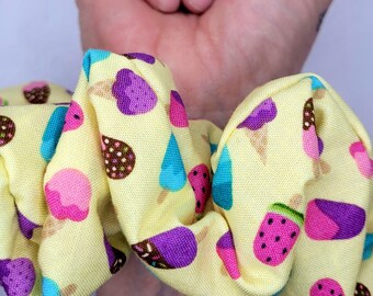 Large Scrunchie Ice Cream Scrunchie Birthday Scrunchie Large Hair Tie Present Scrunchie