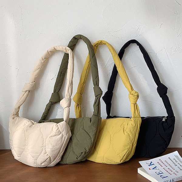 Nylon Crossbody Bag, Dumpling Bag, Small Shoulder Bag, Half Moon Bag, Vintage Bag, Crossbody Bag, Saddle Bag, Minimalist Crescent Bag