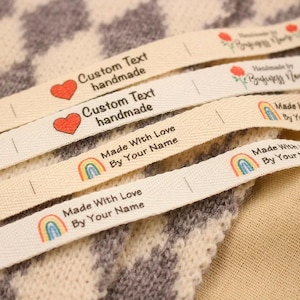 12*60mm Custom Twill Labels, For Clothing, Personalized Name, Brand Tags, Choosetemplate, Folding Organic Cotton , Gift Tags