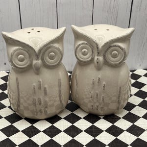 Vintage Ceramic Owl Salt and Pepper Shakers: 1970s Kitchen Decor