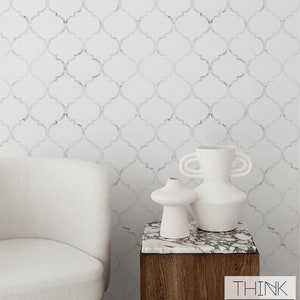 moroccan inspired wallpaper in marble