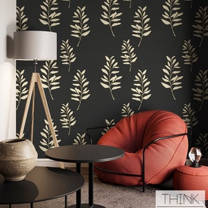 Dark Floral Wallpaper Gold Leaves wallpaper Peel Stick Wallpaper For Accent Wall Black Gold Wallpaper For Living Room Wall Decor Faux Gold