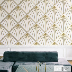 Art Deco Wallpaper Art Deco Wall Art Vintage Peel And Stick Wallpaper Art Deco Print Accent Wall Gold and White Retro Bathroom Wallpaper