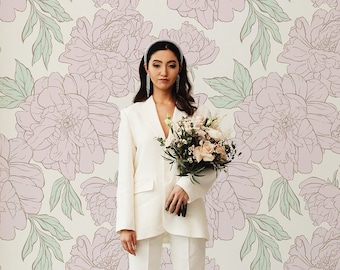 Peony Print Peel and Stick Wallpaper - Pink Floral Wall Mural