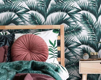Green Tropical Palm Leaf Wallpaper, Peel and Stick Accent Wall