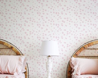 Pink Dalmatian Print Wallpaper, Peel and Stick Nursery Decor
