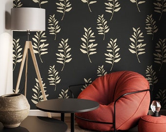 Dark Floral Wallpaper Gold Leaves wallpaper Peel Stick Wallpaper For Accent Wall Black Gold Wallpaper For Living Room Wall Decor Faux Gold