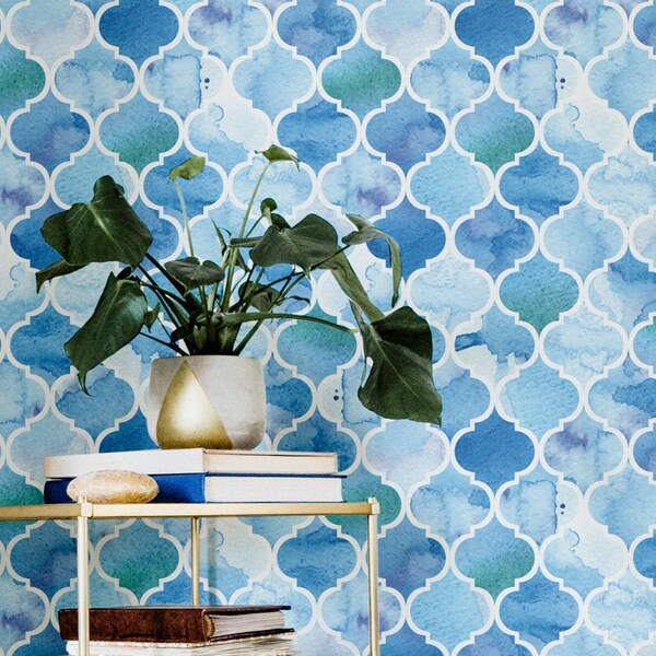 Blue Temporary Wallpaper Etsy