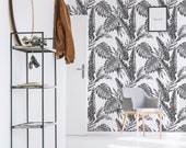 Exotic Palm Leaf Wallpaper / Self Adhesive or Regular Leaf Wallpaper / Removable Palm Leaf Wall Mural / Leaf Wallpaper