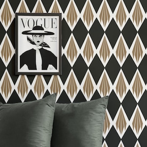 Art Deco Wallpaper Art Deco Wall Art Vintage Peel And Stick Wallpaper Art Deco  Accent Wall Black and Gold Retro Bedroom Wallpaper