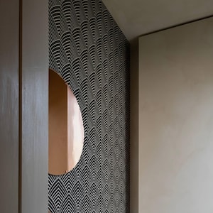 Dark Grey Removable Art Deco Wallpaper / Self Adhesive / Regular Geometric Wallpaper / Minimal Wall Mural