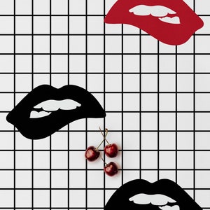 Red Lip Pattern Wallpaper Regular or Self Adhesive Geometric | Etsy