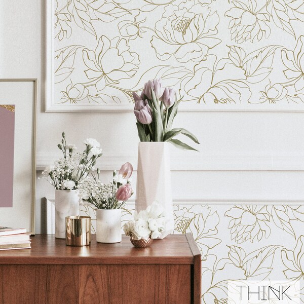 Removable Wallpaper Gold Etsy