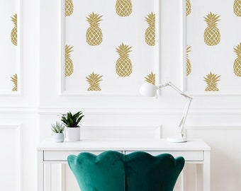 Gold Pineapple Wallpaper Peel and Stick Accent Wall Designer Mural Wallpaper Premium Wall Mural Commercial Vinyl Wallpaper For Restaurant