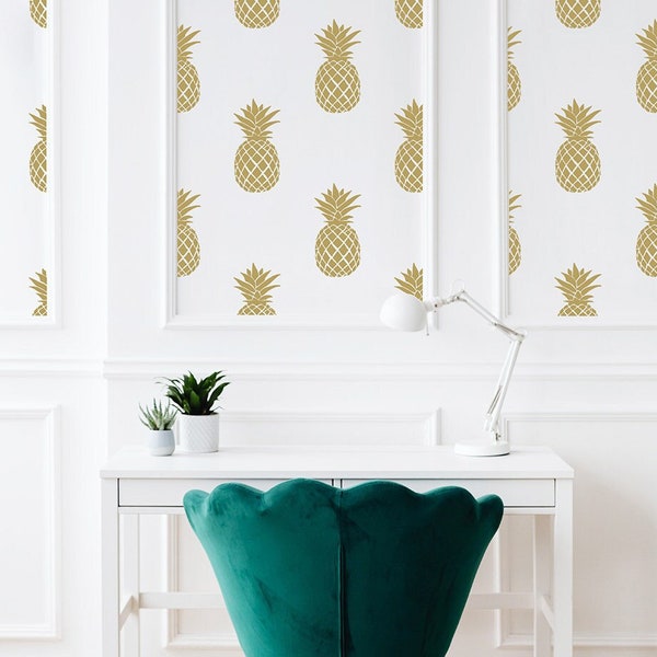 Gold Pineapple Wallpaper Peel and Stick Accent Wall Designer Mural Wallpaper Premium Wall Mural Commercial Vinyl Wallpaper For Restaurant