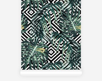 Green Monstera Leaf Wallpaper: Jungle Accent Wall Mural
