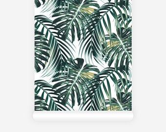 Monstera leaf removable wallpaper, self adhesive or regular wallpaper material, monstera wall mural