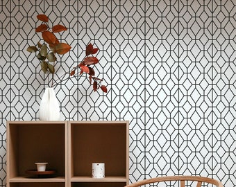 Dark Grey Geometric Wallpaper, Geometric Pattern Removable or Regular Wallpaper, Minimalistic Wall Mural