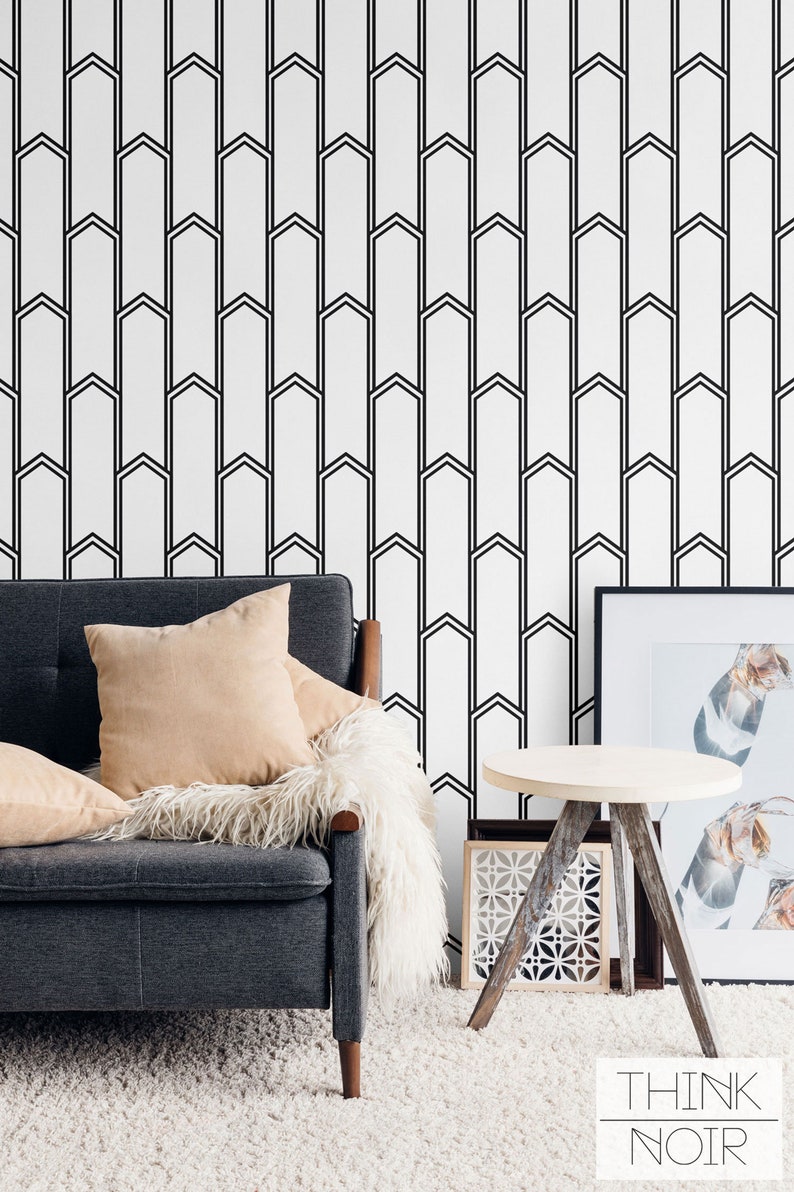 Minimalistic Art Deco Removable Wallpaper / Self Adhesive / | Etsy