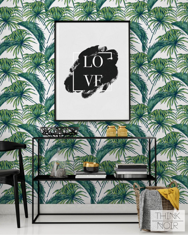 Tropic Palm Leaf Wallpaper /Removable /Regular Palm Wallpaper Etsy