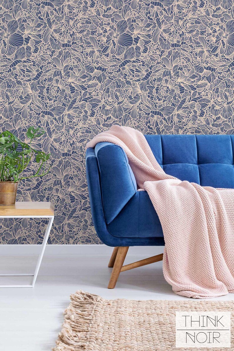 Flower Adhesive Wallpaper / Floral Removable or Regular Etsy