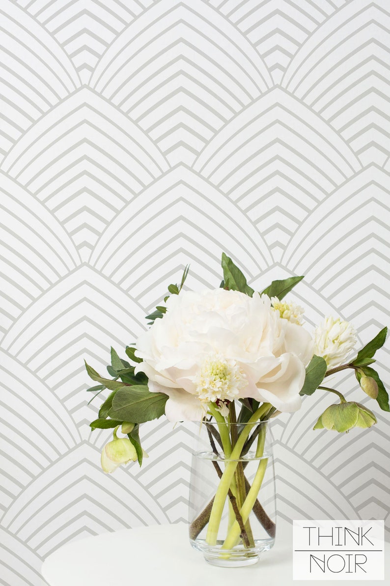 Art Deco Removable Wallpaper / Regular or Self Adhesive Grey Etsy