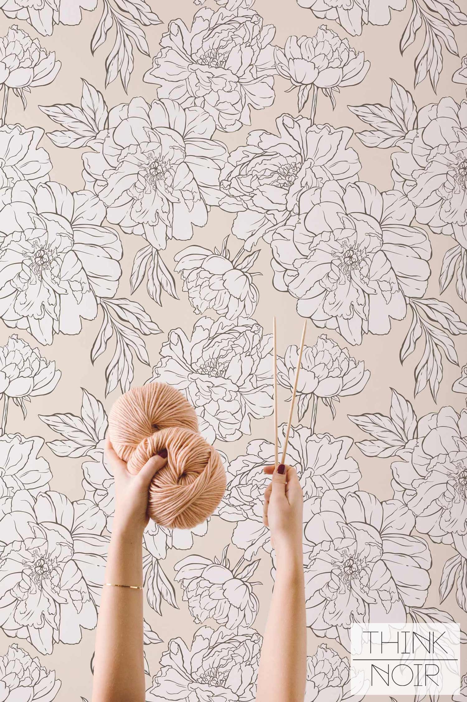 Light Peonies Removable Wallpaper Peony Pattern Regular Etsy