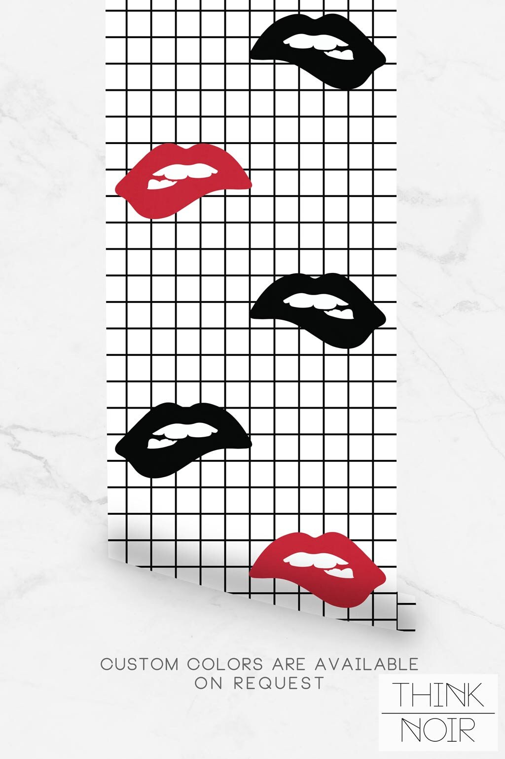 Red Lip Pattern Wallpaper Regular or Self Adhesive Geometric | Etsy
