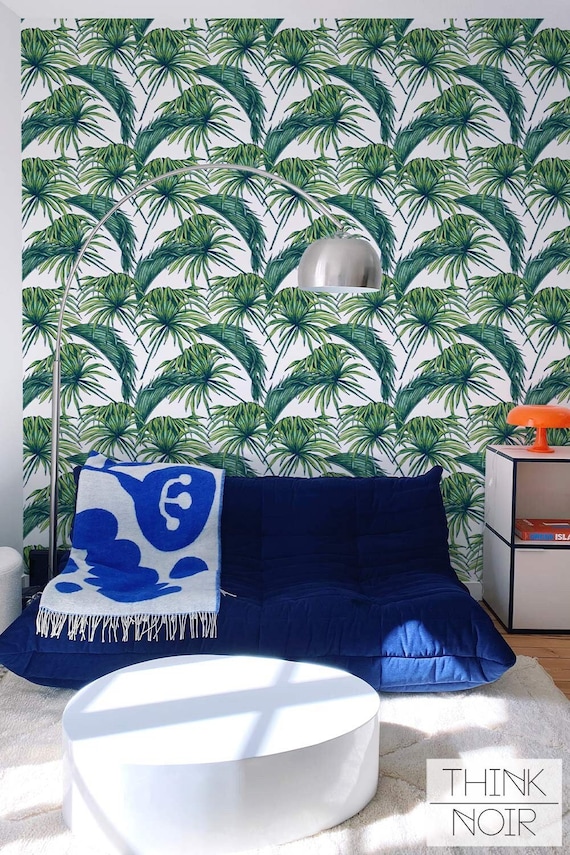 Tropical Palm Leaf Wallpaper Mural - Green Jungle Peel and Stick
