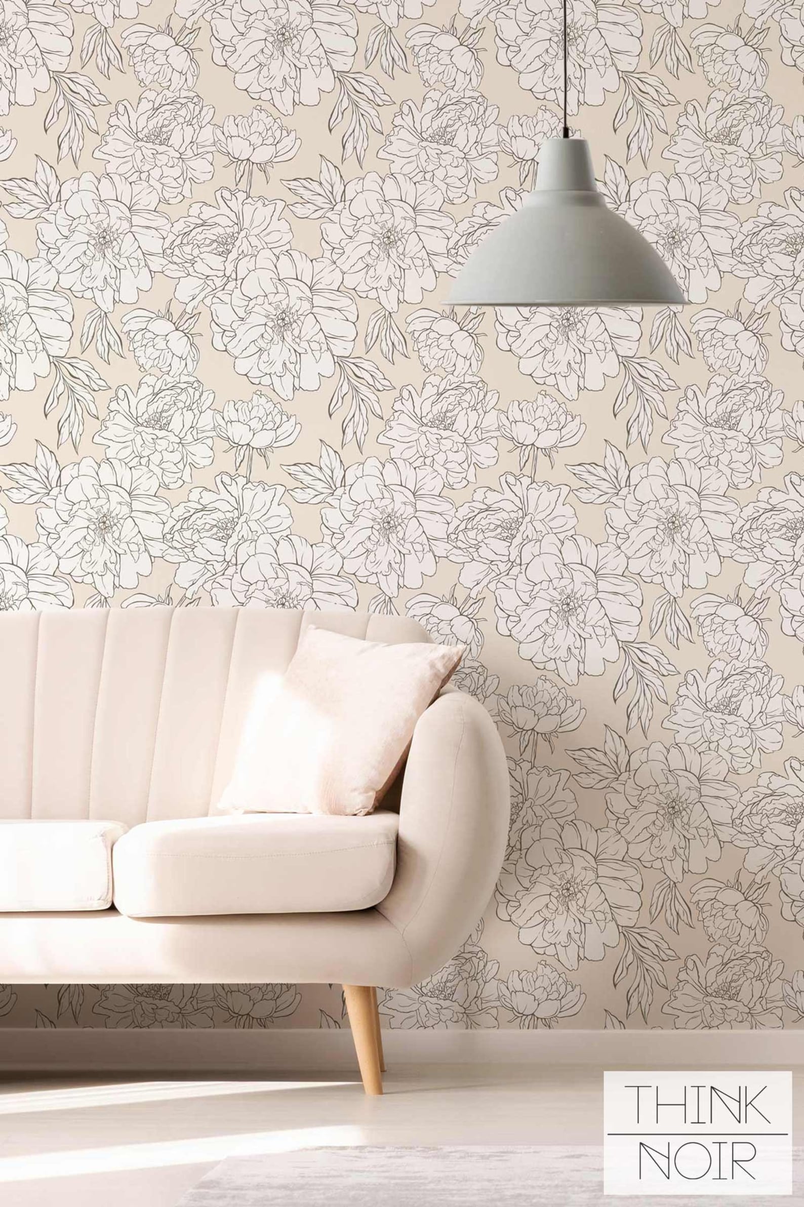 Light Peonies Removable Wallpaper Peony Pattern Regular Etsy