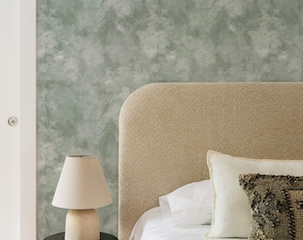 Green Venetian Plaster Wallpaper, Peel and Stick Accent Wall