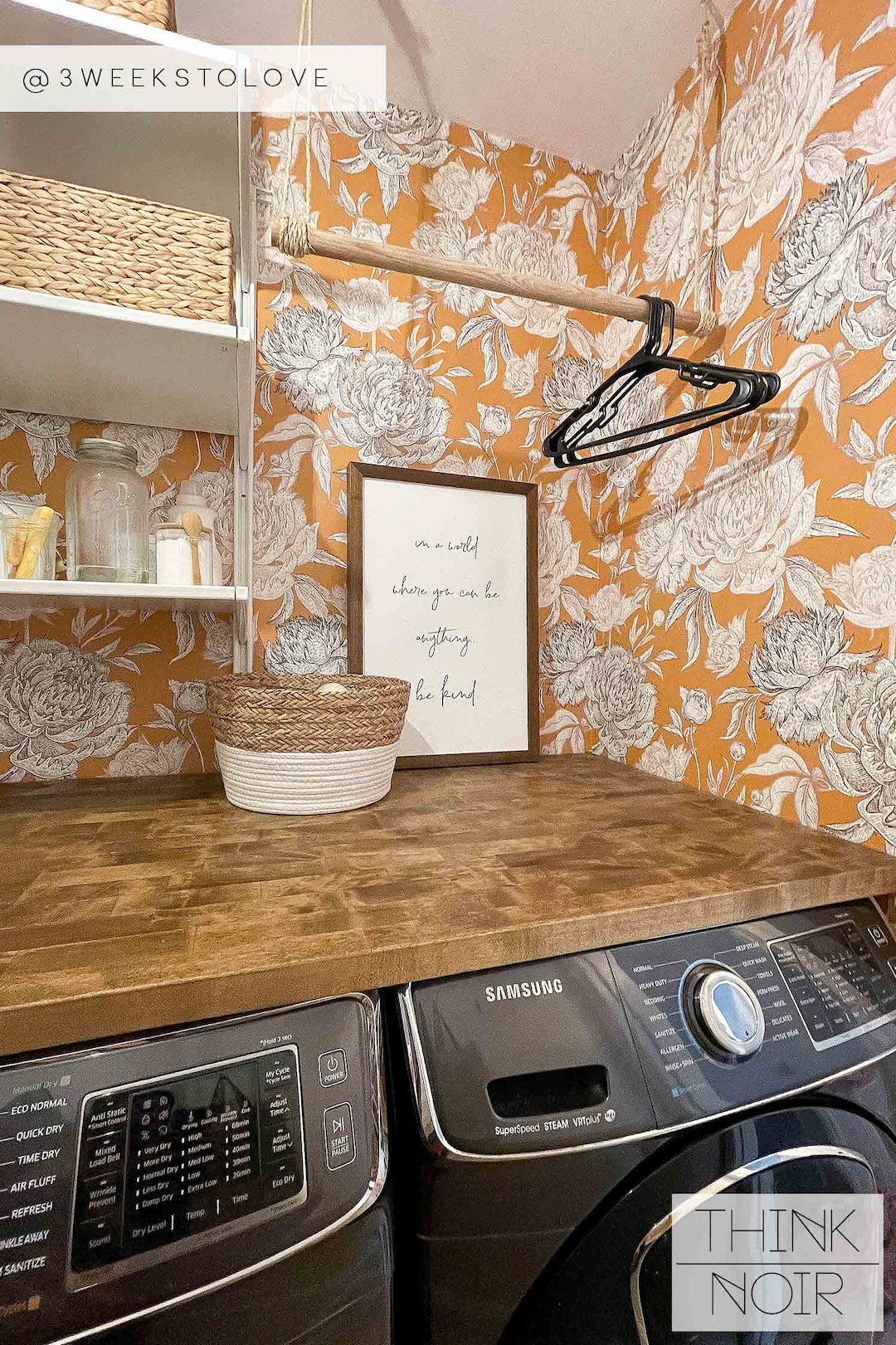 Laundry Room Wallpaper Floral Wallpaper for Laundry Room Removable Peel ...