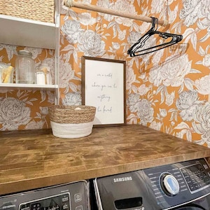 Laundry Room Wallpaper Floral Wallpaper For Laundry Room Removable Peel and Stick Wallpaper For Laundry Room Accent Wall Decor Waterproof