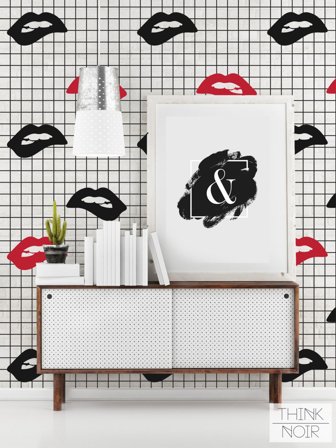 Red Lip Pattern Wallpaper Regular or Self Adhesive Geometric | Etsy