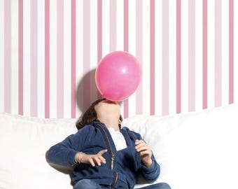 Pink Striped Kids Room Wallpaper, Self Adhesive or Traditional